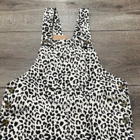 NEW‎ Leopard Animal Print Overall Dress Beige And Brown Girl’s Sz 9-10 NWT - Picture 1 of 14